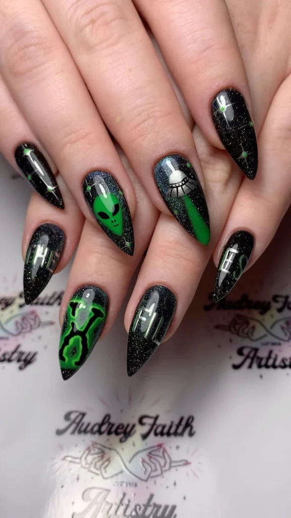 Alien Invasion Nail Art