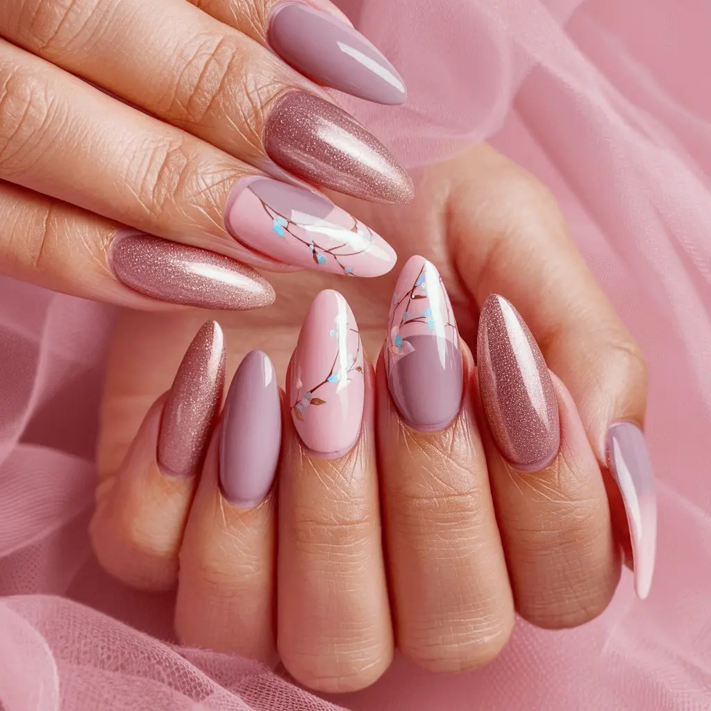 Blush Pink to Mauve Nails design