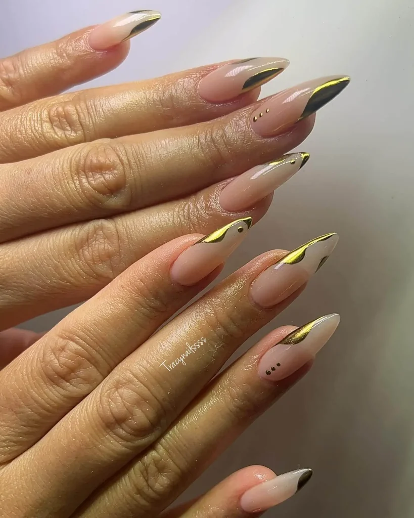 gold chrome nails