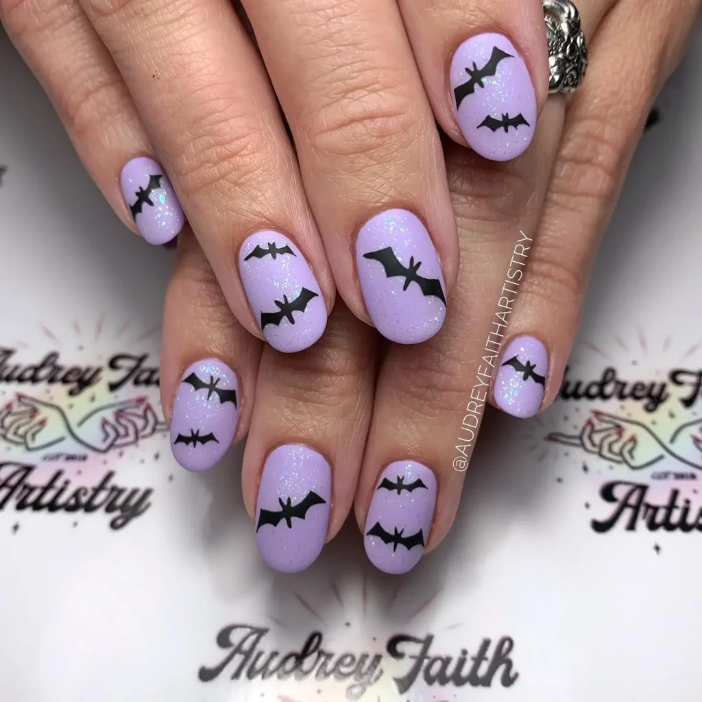 Halloween bats nails design