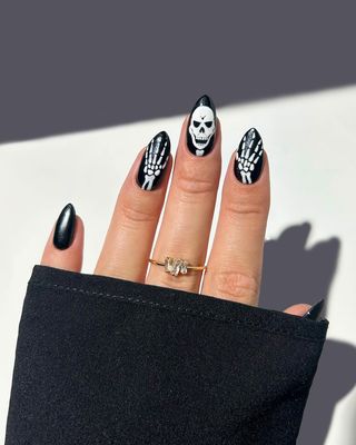 Halloween chrome nail design