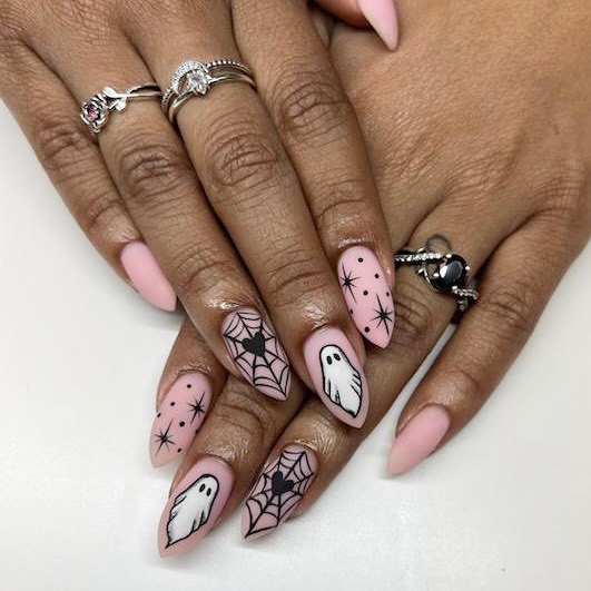 Halloween pink Nails design