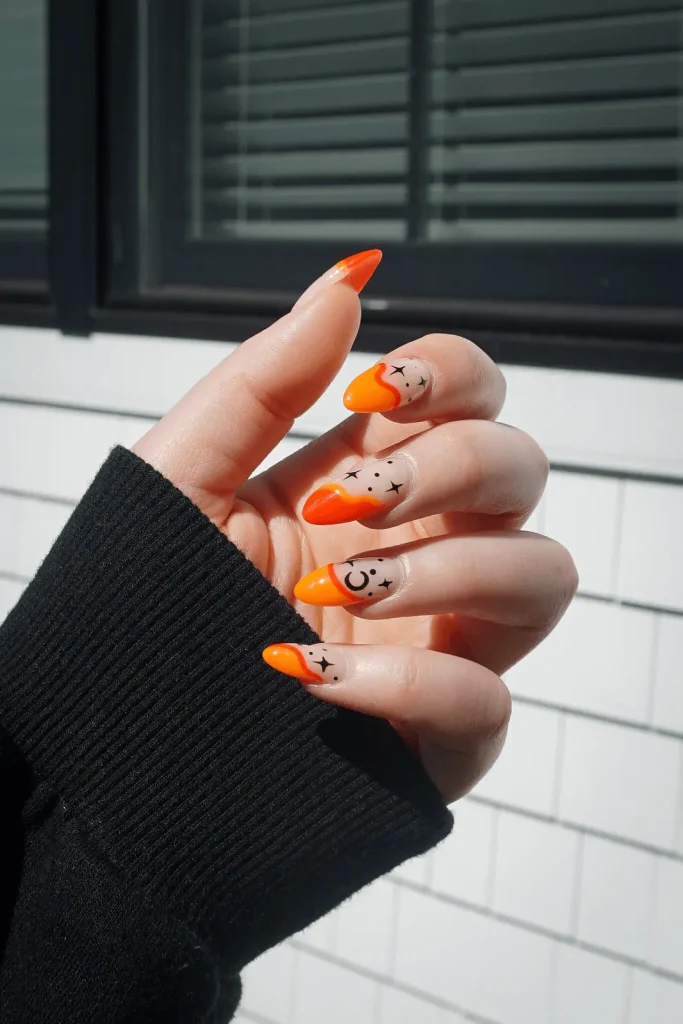 neon orange nails