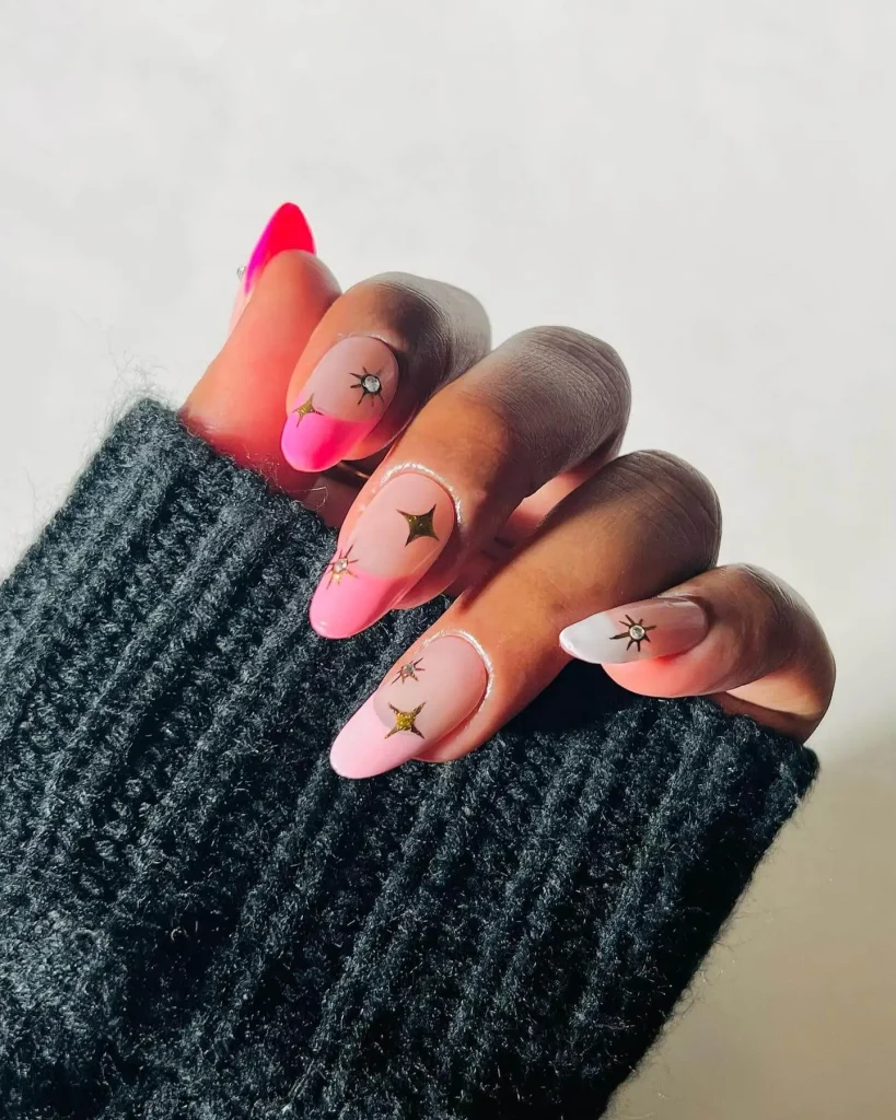 Pink and gold nails