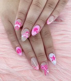 Pink birthday nails