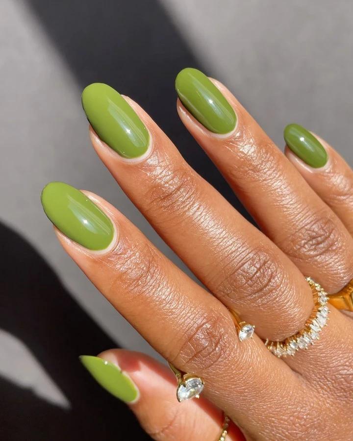 olive green to sage nail design