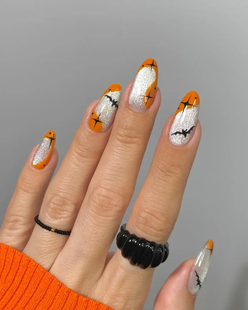 Themed Glitter Nails halloween nails