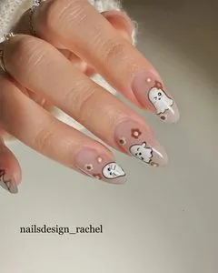 alloween cute and Flowery Ghost Nail Art Designs set