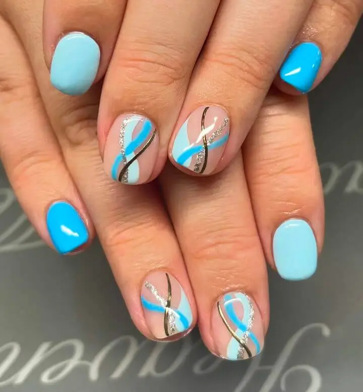 blue swirl nails