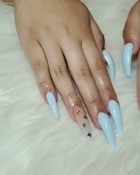 icy blue to white nail design