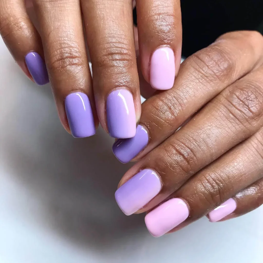 lavender to lilac ombré nail design