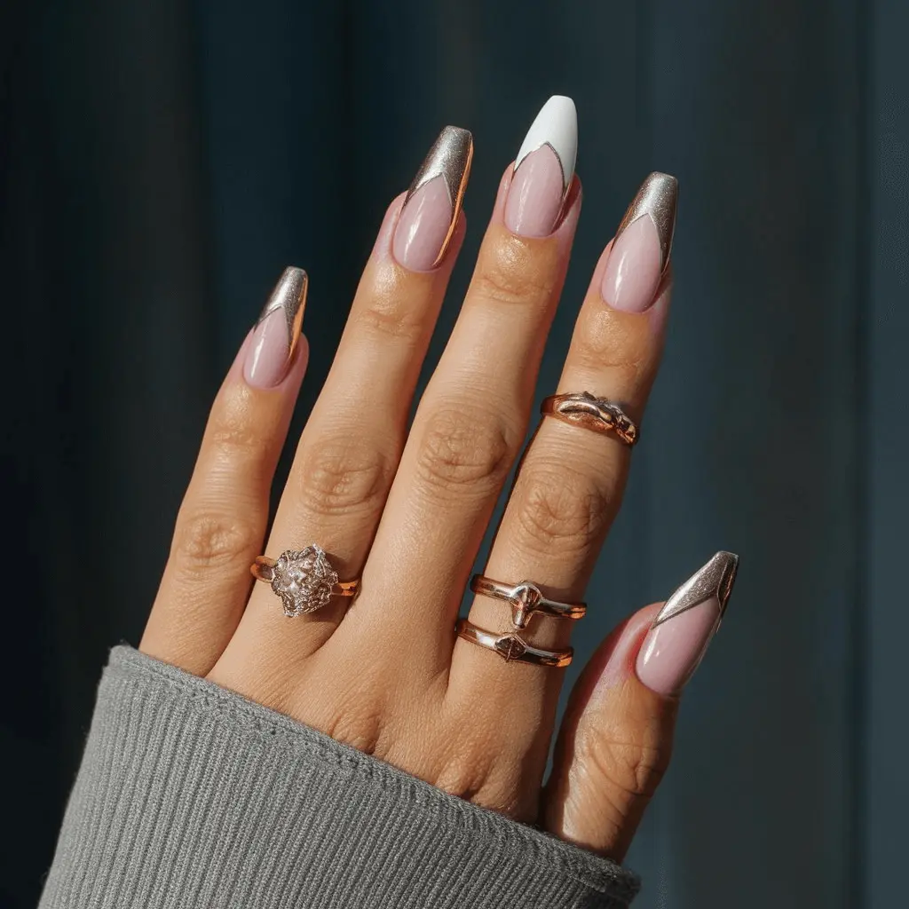 rose gold gradient nail design