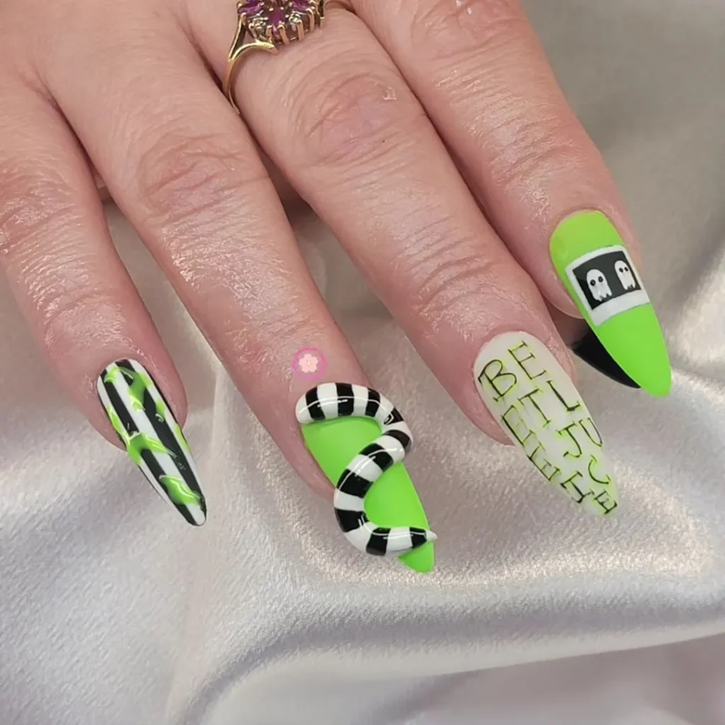 Beetlejuice Nails Art