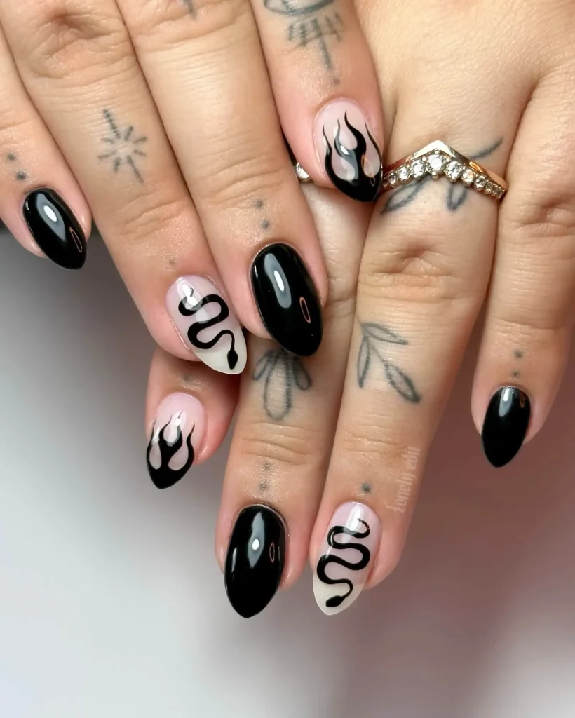 black halloween nails