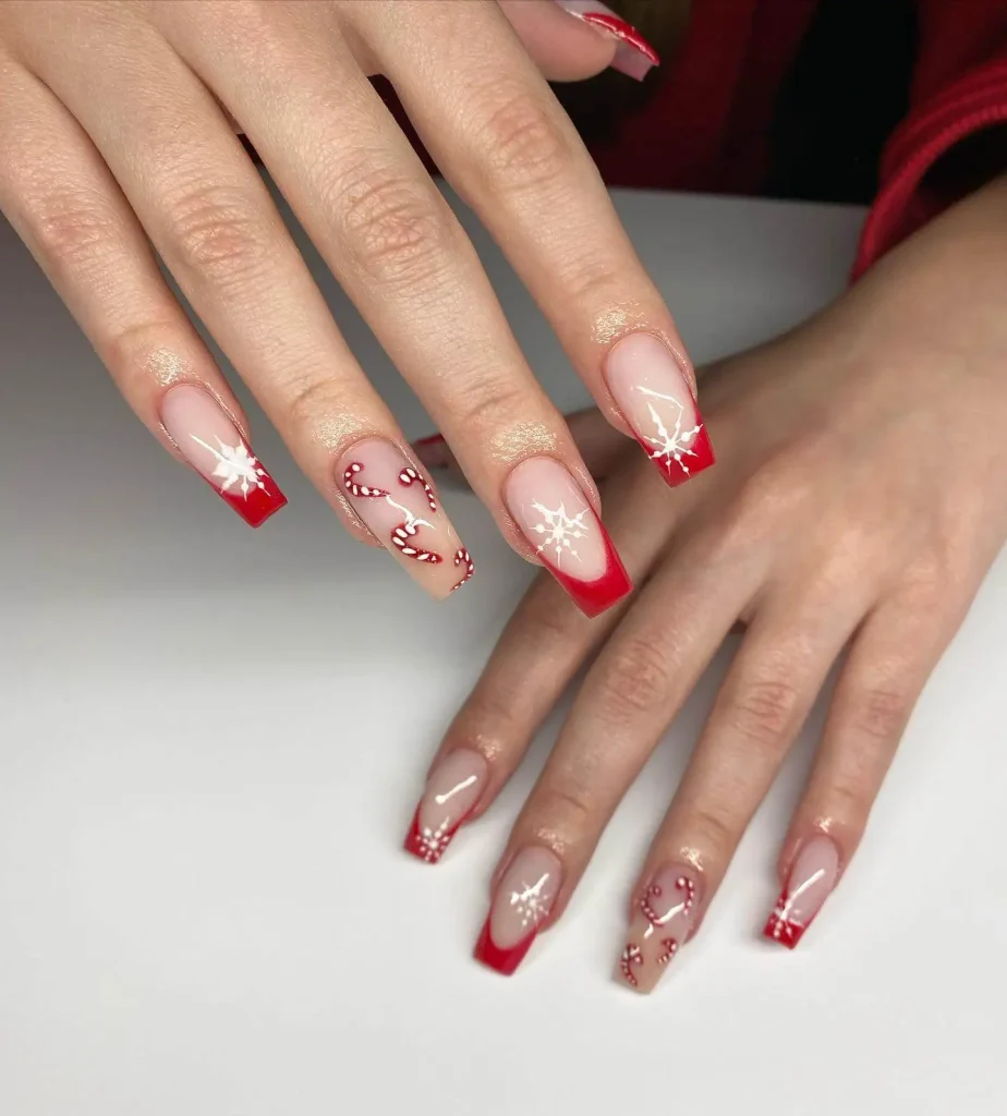 Christmas candy  nail design idea