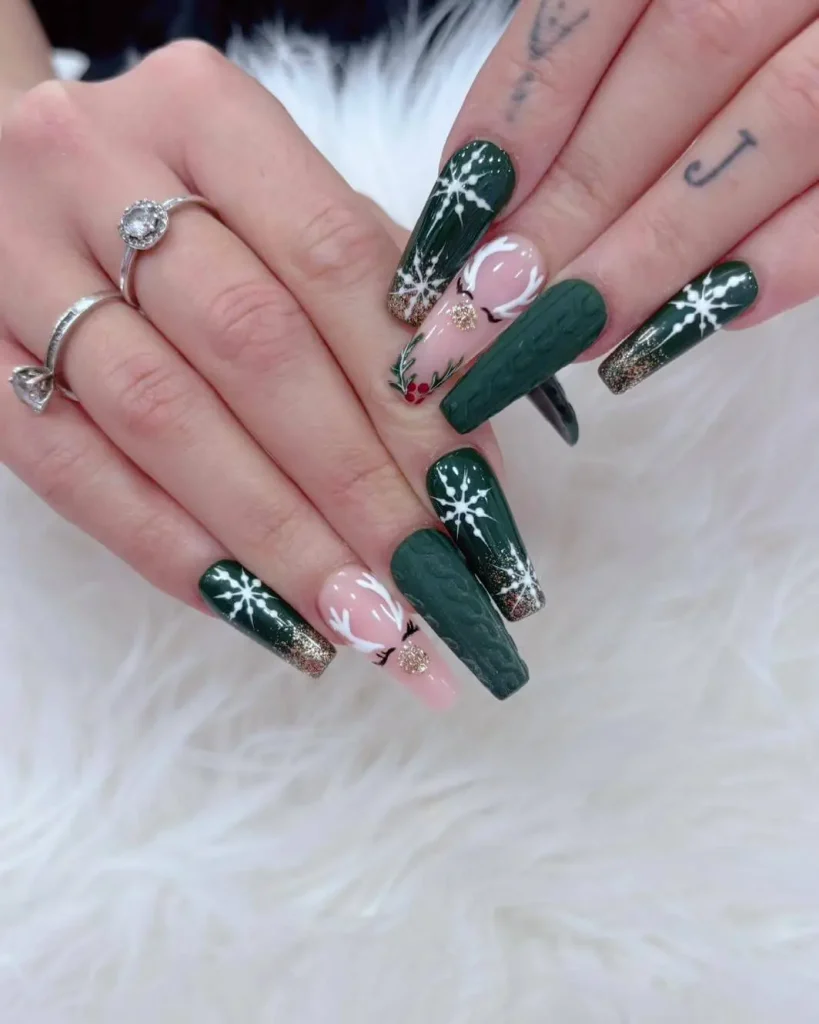 Light Green Christmas Nail idea