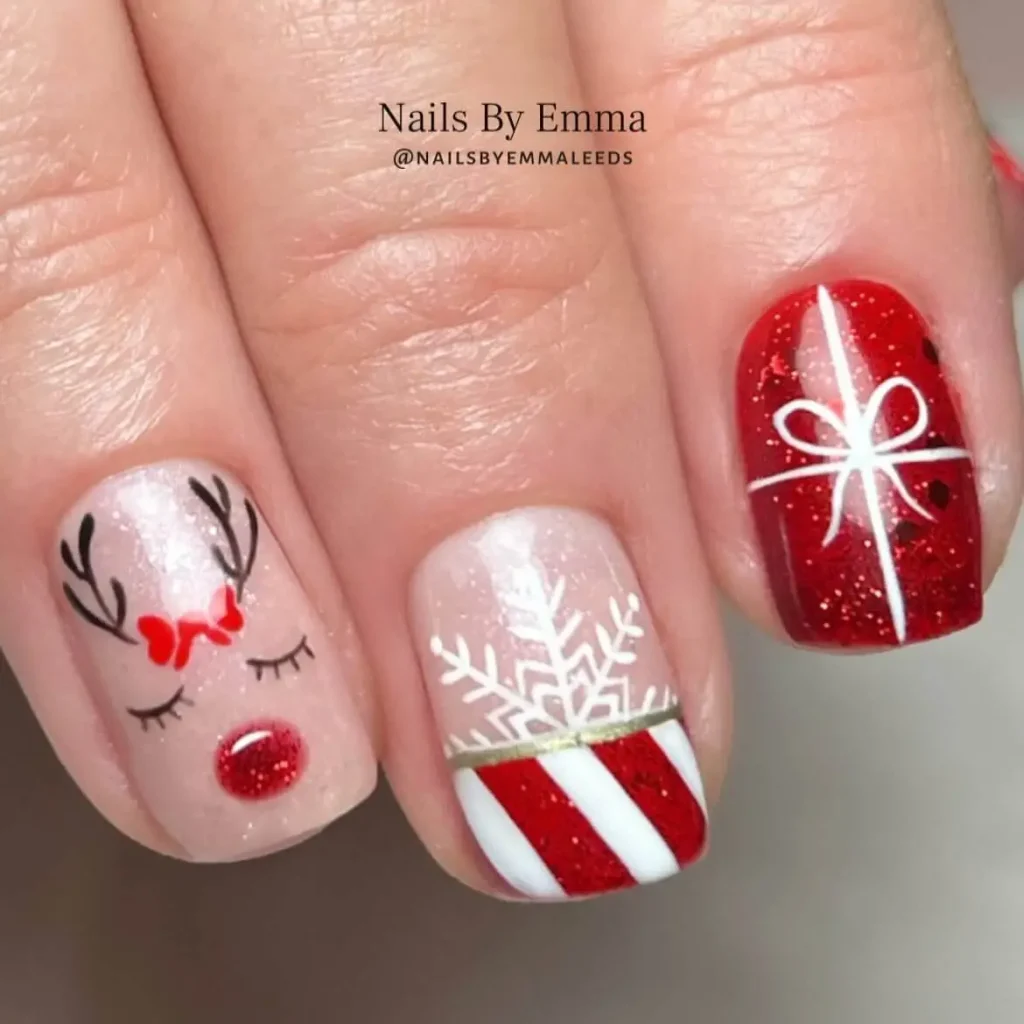 mix and match christmas nails design