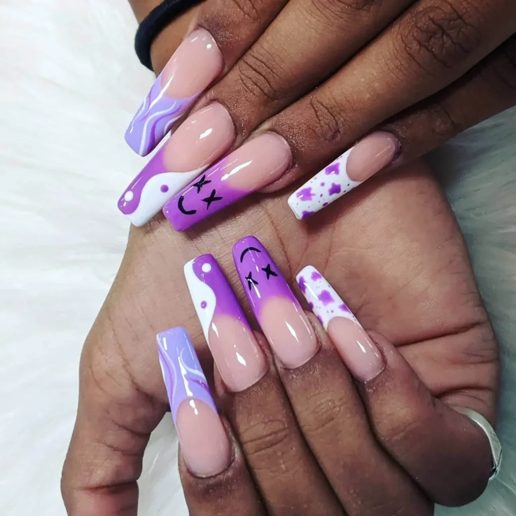 Pink and Purple Nails Design