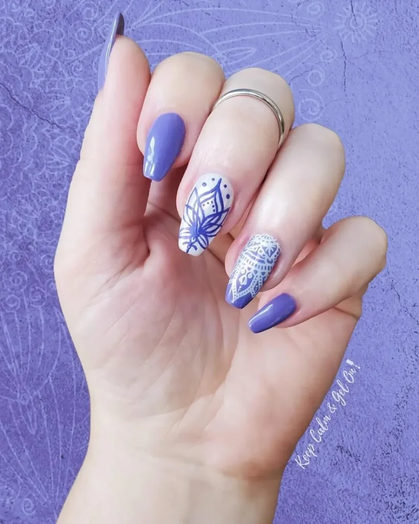 Purple Mandala nails art