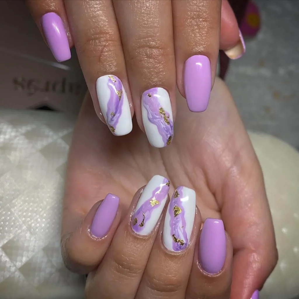 Purple Marble Nail Design