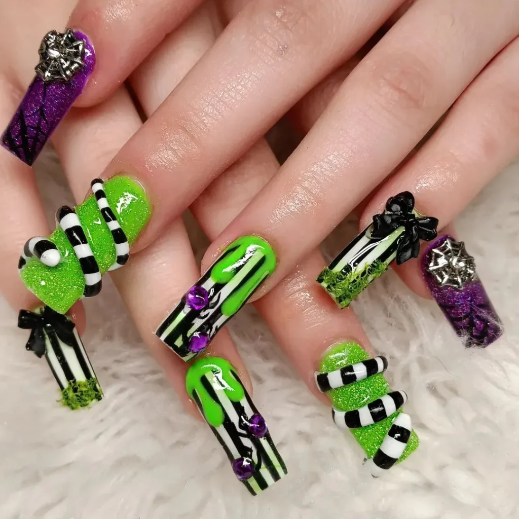 Beetlejuice Gel Nails