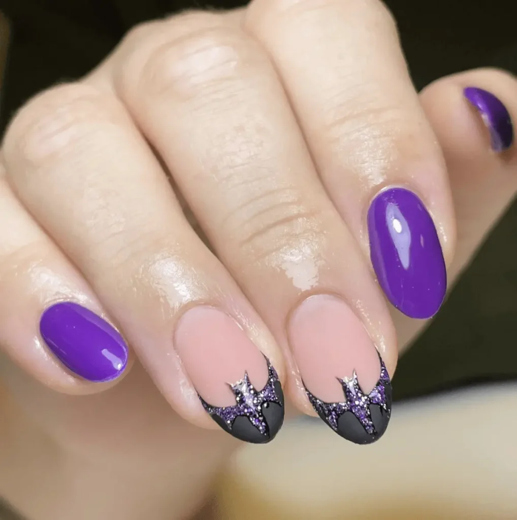 black and purple Halloween nail designs