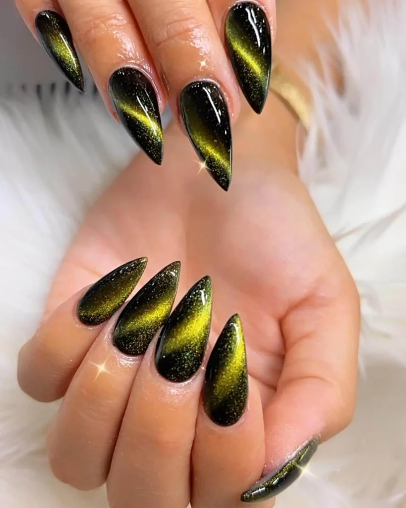 Black Cat Eye Nail Design