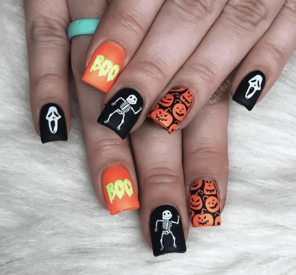 Halloween Nail Designs Orange and Black