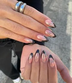 Black and Chrome Nails