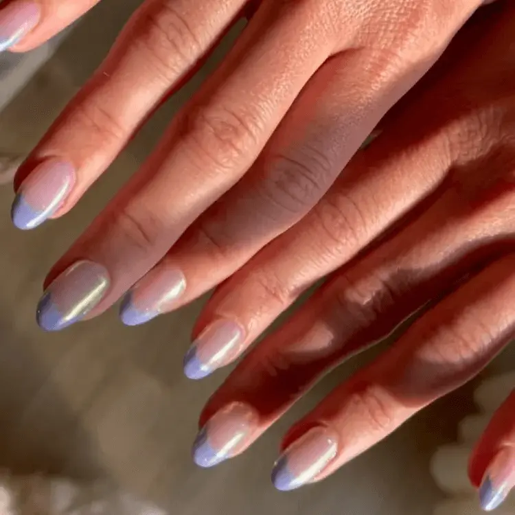 Lavender Chrome French Nails