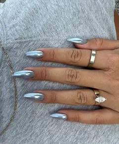 Light Blue Chrome Nails