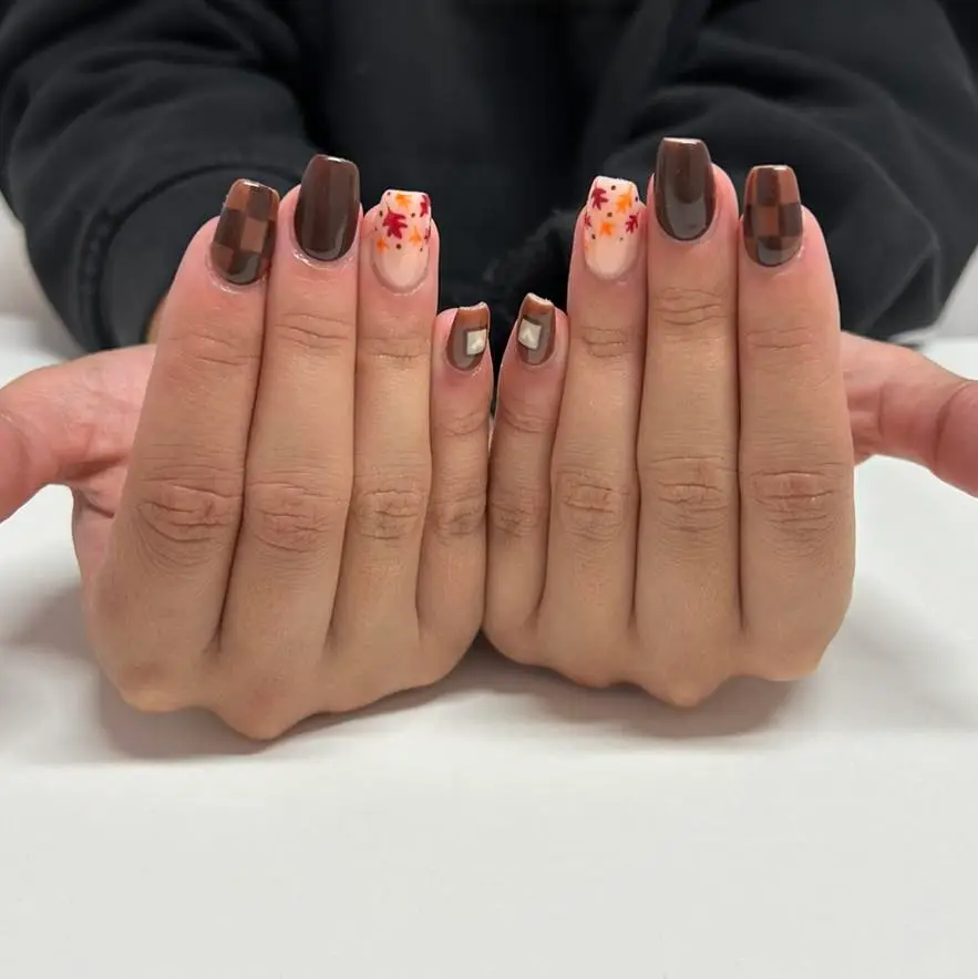 Mix-and-Match Brown Nails