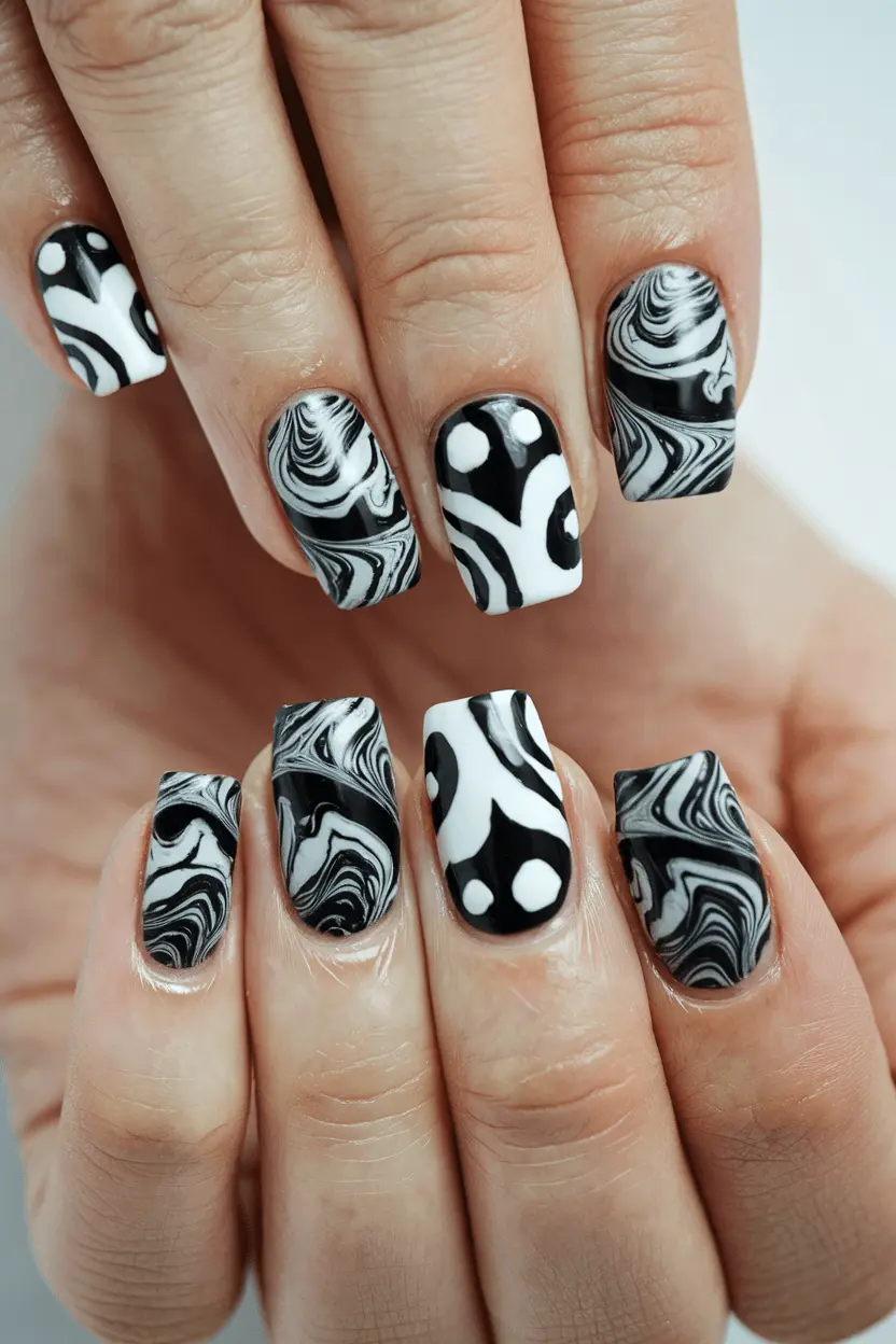 black and white nail designs