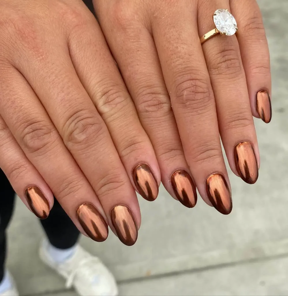 Fall Chrome Nail Idea