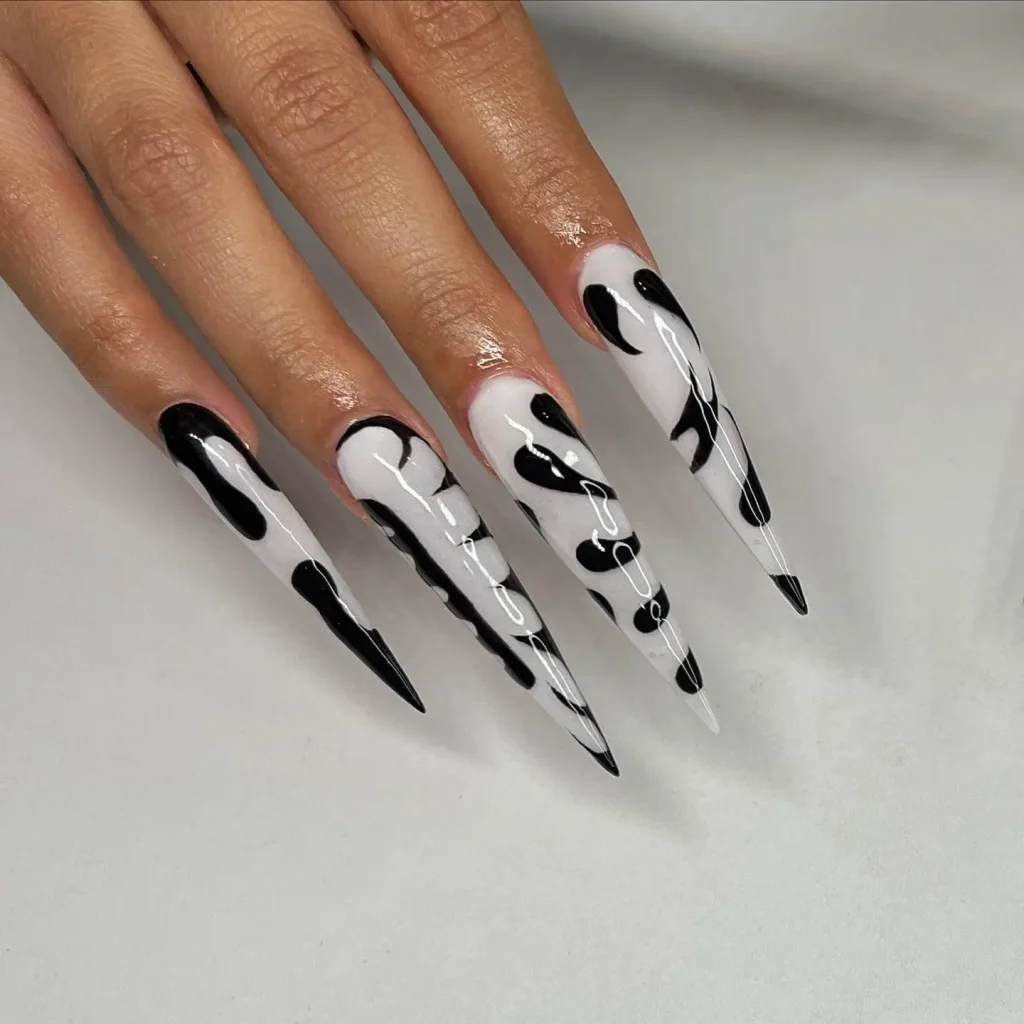 long black and white nail design ideas