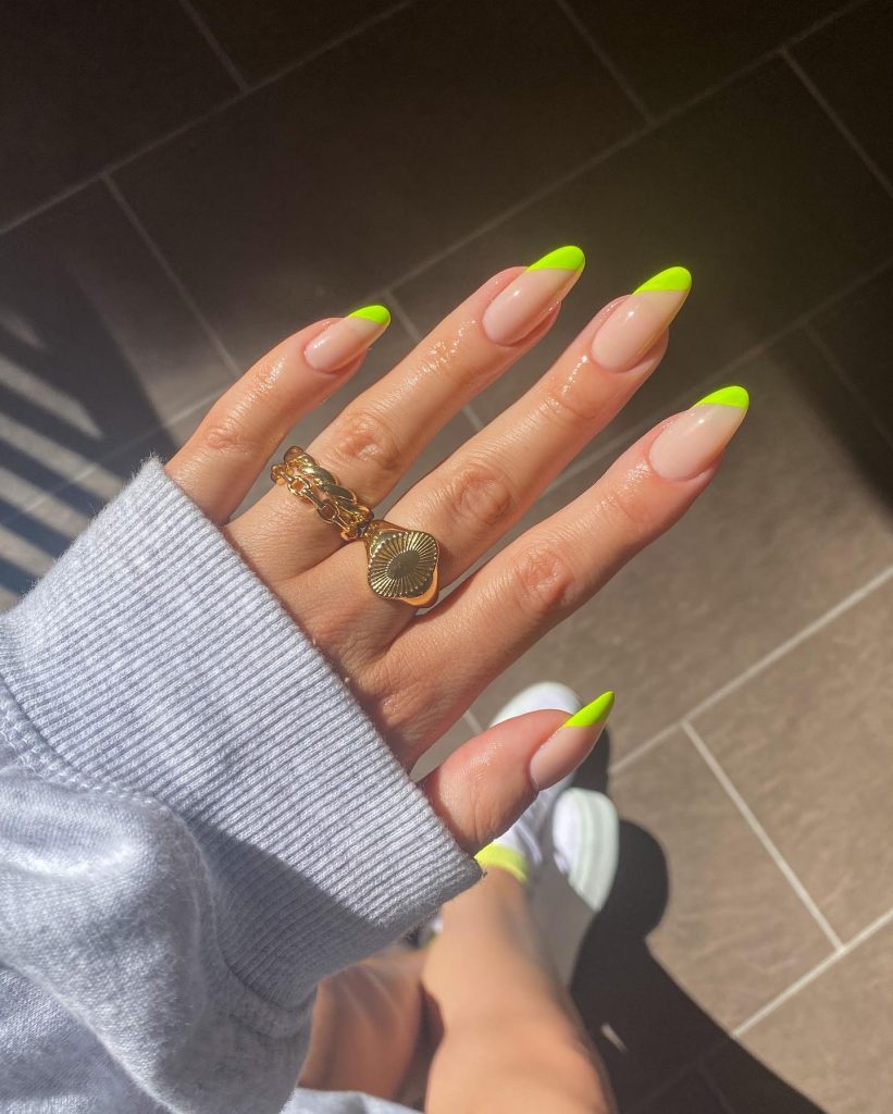 Neon Yellow French Tips