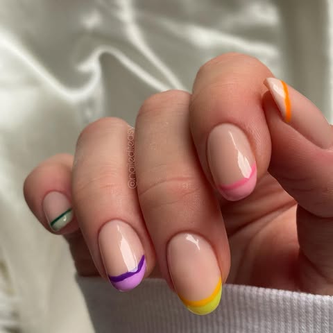 Rainbow French tip nail